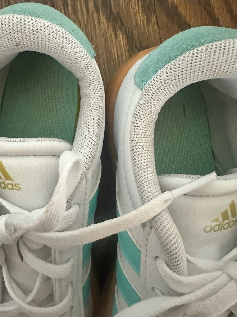 ADIDAS VL Court 3.0 Kids' Tennis Shoes White Flash and Aqua Sneaker 2